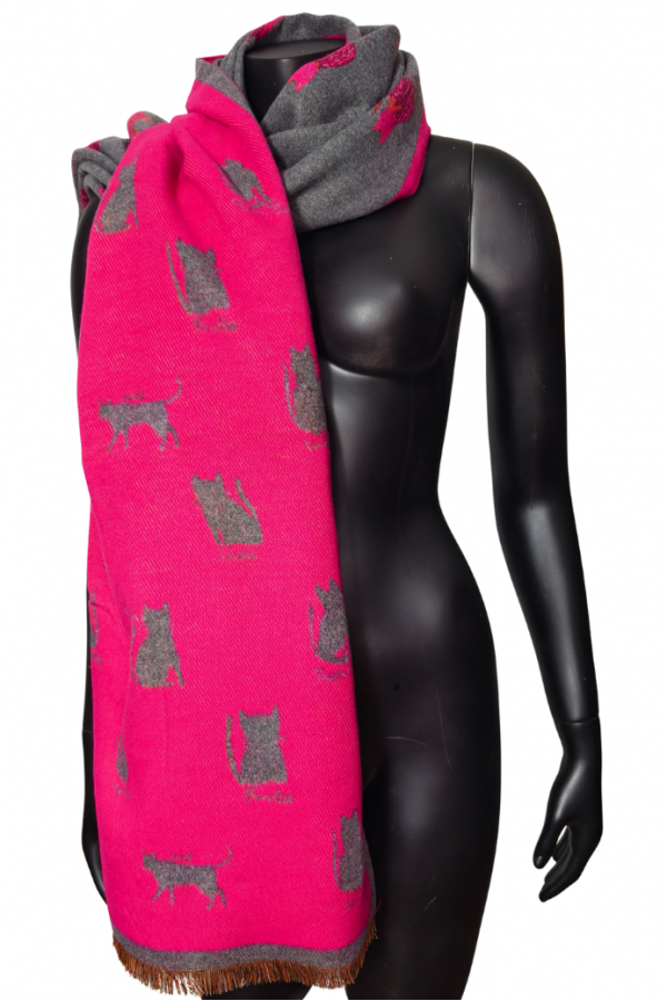 Šál Cats - fuchsia